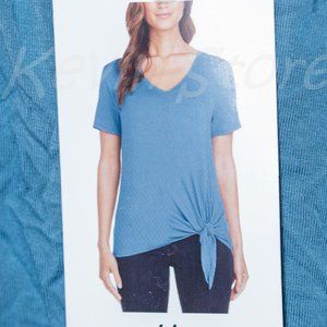 Size‎ M Matty M Women's Stretch Knit Short Sleeve V-Neck Side Tie Tee Shirt